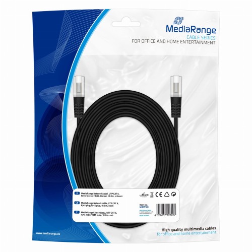 Kabel sieciowy UTP MediaRange MRCS120 UTP CAT 6, RJ45/RJ45, 10m czarny - 982418
