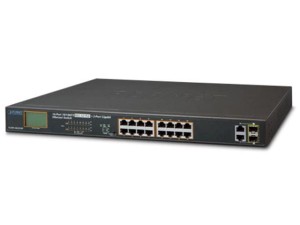 Switch niezarządzalny Planet FGSW-1822VHP 16-Port PoE 100Base-TX + 2-Port Gigabit TP/SFP Combo LCD