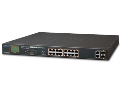Switch niezarządzalny Planet FGSW-1822VHP 16-Port PoE 100Base-TX + 2-Port Gigabit TP/SFP Combo LCD - 982799