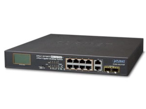 Switch niezarządzalny Planet FGSD-1022VHP 8-Port PoE+ 100TX + 2-Port Gigabit TP/SFP Combo LCD