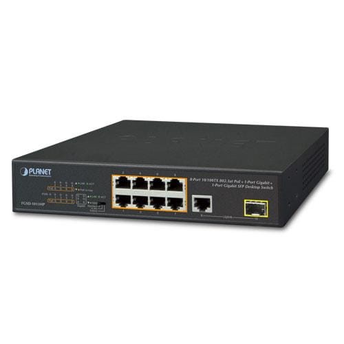 Switch niezarządzalny Planet FGSD-1011HP 8-Port PoE 100Mb/s + 1-Port 1000Mb/s + 1-Port SFP - 982801