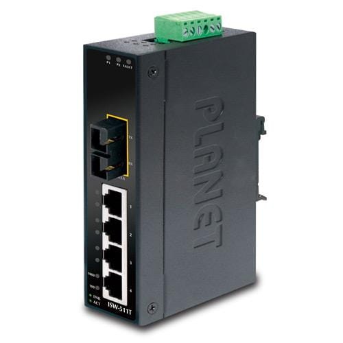 Switch niezarządzalny Planet ISW-511T 4-Port 100Base-TX + 1-Port 100Base-FX przemysłowy DIN Rail - 744848
