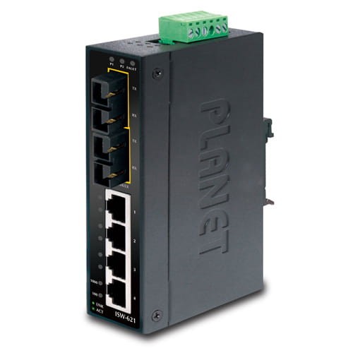 Switch niezarządzalny Planet ISW-621 4-Port 100Base-TX + 2-Port 100Base-FX przemysłowy DIN Rail - 911530