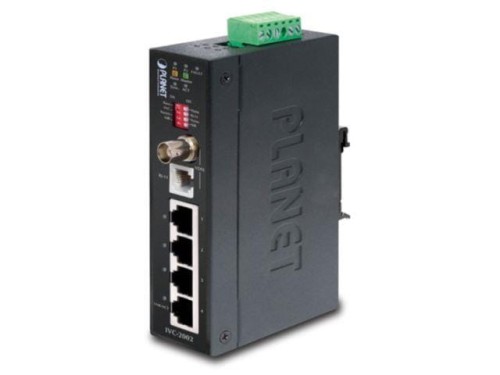 Switch niezarządzalny Planet IVC-2002 4-Port 100Base-TX + 1-Port BNC/RJ11 przemysłowy DIN Rail - 982814