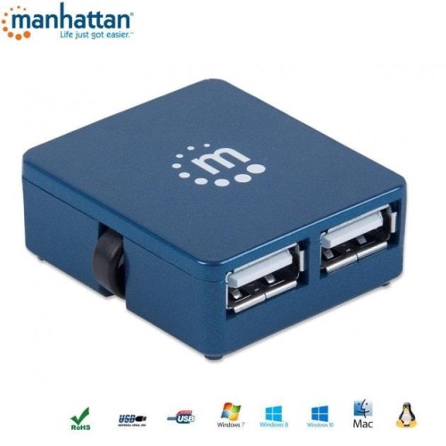 Hub USB Manhattan 4 porty 2.0 Micro, niebieski - 966722