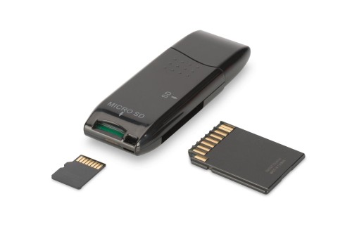 Czytnik kart DIGITUS 2-portowy USB 2.0 HighSpeed SD/Micro SD, kompaktowy, czarny - 978657