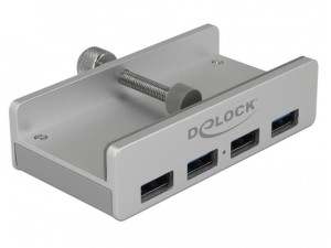 Hub USB Delock 4x USB 3.0 na monitor ze śruba montażową szary