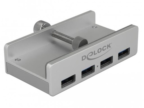 Hub USB Delock 4x USB 3.0 na monitor ze śruba montażową szary - 965319