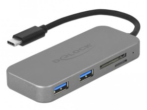 Hub USB Delock 2x USB-C 3.1 + czynik SD + czytnik CF 0,12m szary