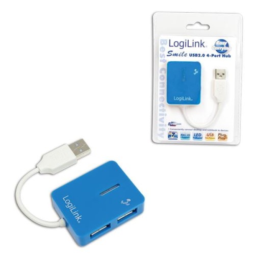 Hub USB LogiLink UA0136 4xUSB 2.0, niebieski - 966002