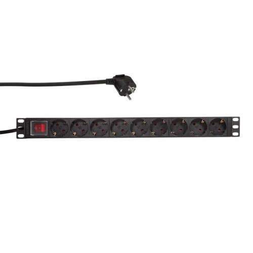 Listwa zasilająca LogiLink do szaf PDU9C02 19" 16A PDU 9x Schuko 2m czarna - 975276