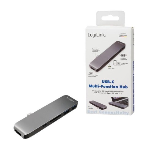 Hub USB-C LogiLink UA0301 wielofunkcyjny 6 w 1, aluminiowy - 966005