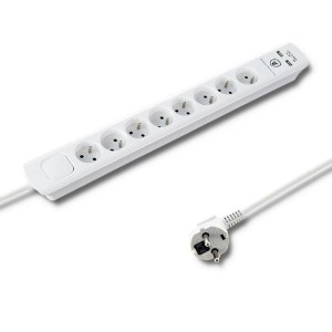 Listwa zasilająca Qoltec | 8 gniazd | 2xUSB | 1,4m | Biała