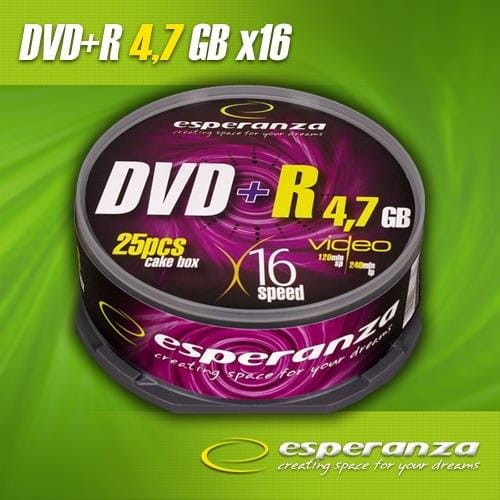 DVD+R Esperanza 16x 4,7GB (Cake 25) - 977880