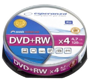 DVD+RW Esperanza 4x 4,7GB (Cake 10)
