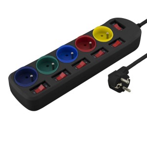 Listwa zasilająca Esperanza Rainbow 5 Pro, 5 gniazd, 1,5m czarna