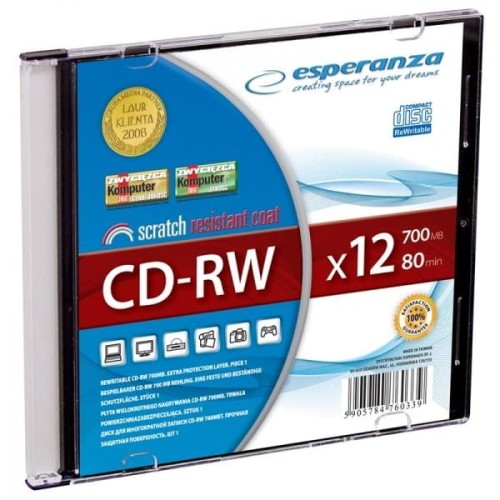 Płyta CD-RW 700Mb x 12 Esperanza slim case 1 szt 2071 - 977871