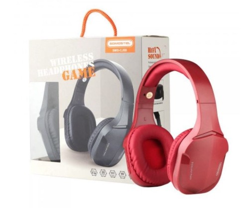 SOMOSTEL SŁUCHAWKI NAGŁOWNE BLUETOOTH V5.0 MIKROFON, CZYTNIK KART PAMIĘCI SMS-CJ08 RED - 1219669