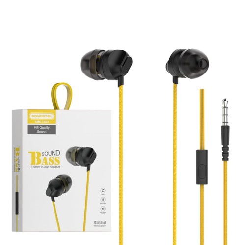 Słuchawki Somostel SMS-CS04 douszne uniwersalne jack 3,5 cala Sound Bass żółte - 1011439
