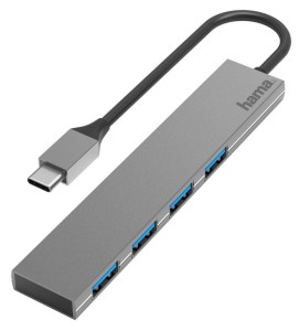 Hub USB 3.0 Hama Premium 1:4 USB-C - 4x USB-A antracytowy
