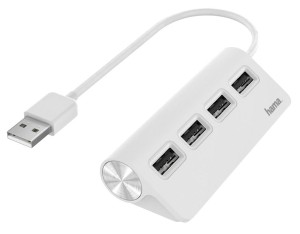 Hub USB 2.0 Hama USB-A - 4x USB-A biały