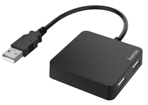 Hub USB 2.0 Hama USB A - 4x USB-A czarny - 965838