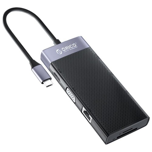 HUB USB-C Orico MDK-10P-BK-BP 10w1, HDMI, 4K, VGA, RJ45, 3xUSB-A, czytnik SD, PD 87W - 995122