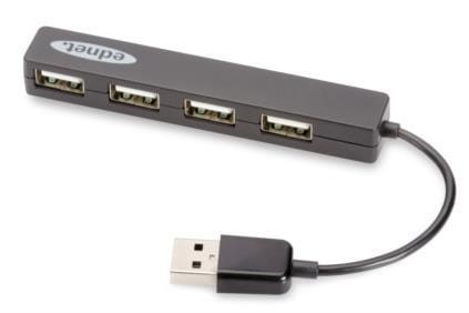Hub USB Ednet 4xUSB 2.0 "Mini", pasywny, czarny - 669532