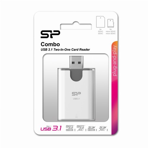 Czytnik kart pamięci Silicon Power Combo - USB 3.0 / SD, microSD white-grey - 555238
