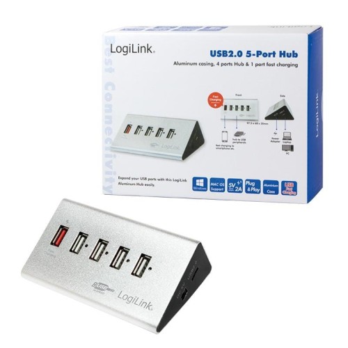 Hub USB LogiLink UA0224 5 portów USB2.0, biurkowy, aktywny - 670553