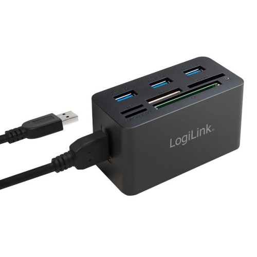 Hub USB LogiLink CR0042 USB3.0 z czytnikiem kart pamięci - 670570