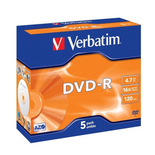 DVD-R Verbatim 4.7GB X16 Matt Silver (5 Jewel Case) - 688981