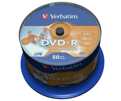 DVD-R Verbatim 16x 4.7GB (Cake 50) WIDE PRINTABLE - 688986