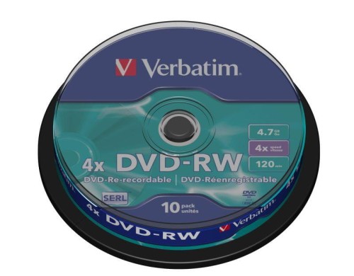 DVD-RW Verbatim 4x 4.7GB (Cake 10) MATT SILVER - 688996