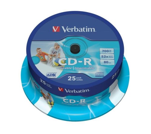 CD-R Verbatim 52x 700MB (Cake 25) WIDE PRINTABLE - 688966