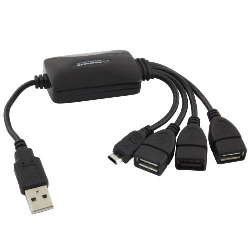 Hub USB Esperanza EA158 3xUSB 2.0 + 1x MICRO USB, czarny - 669763