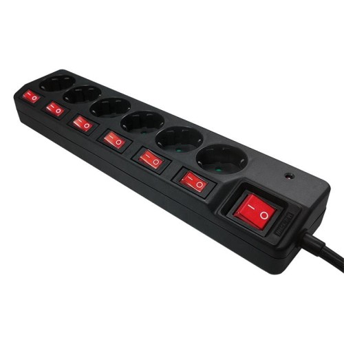 Listwa zasilająca LogiLink LPS233 6 gniazd ON/OFF 1,5m - 975269