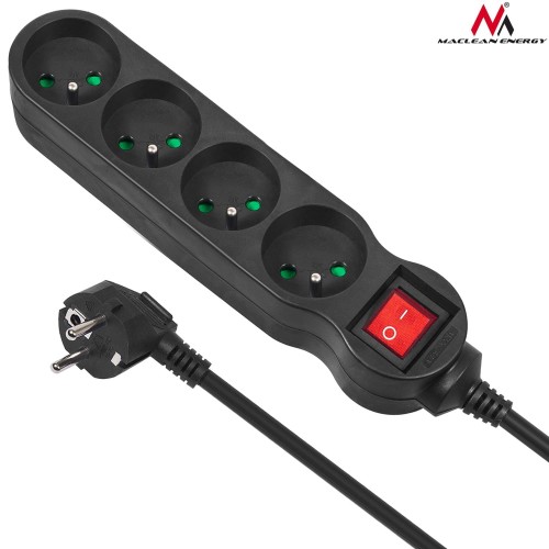 Listwa zasilająca przedłużacz Maclean MCE182 4 gniazda z wyłącznikiem czarna 5m 2300W - 975321