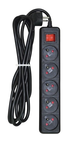 Listwa zasilająca VAKOSS 72-531LK 5 gniazd, 3m, czarna - 975442