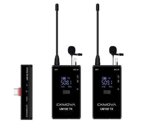 CKMOVA UM100 Kit4 - Podwójny zestaw krawatowych mikrofonów bezprzewodowych na USB-C - 1170165