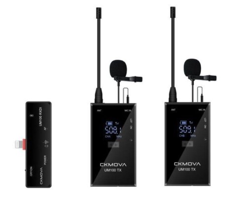 CKMOVA UM100 Kit6 - Podwójny zestaw krawatowych mikrofonów bezprzewodowych na lightning - 1170180