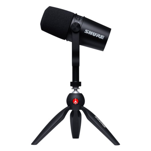 Shure MV7-K-BNDL - Mikrofon lektorski/wokalny ze złączem XLR/USB-C Czarny + statyw biurkowy - 1051023