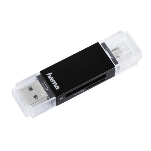 Czytnik kart Hama Basic SD/microSD 2W1 USB/microUSB 2.0 czarny OTG - 979000