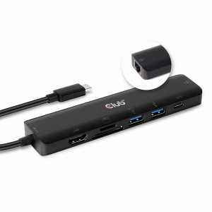 Hub Club3D CSV-1592 (USB Type C 7-in-1 Hub to HDMI™ 4K60Hz /SD-TF Card slot 2x USB Type A / USB Type C PD / RJ45)