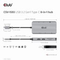 Hub Club3D CSV-1593 (USB 3.2 Gen1 Type-C 8-in-1 hub with 2x HDMI™, 2x USB-A, RJ45, SD/Micro SD card slots and USB Type-C female port) - 1065325