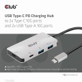 Hub Club3D CSV-1543 (USB Gen2 Type-C PD Charging to 2x Type-C 10G ports and 2x USB Type-A 10G ports Hub) - 1065462