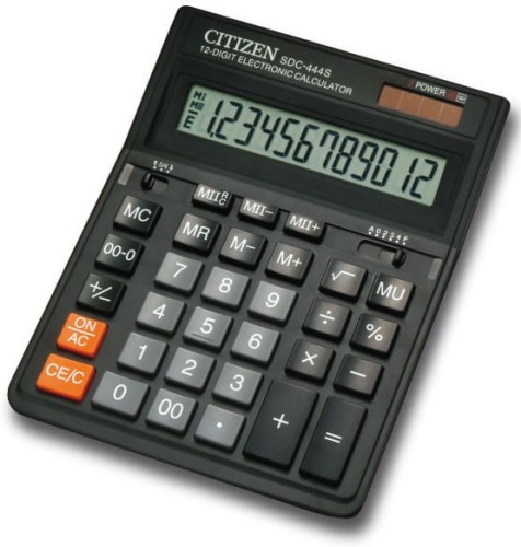 CITIZEN KALKULATOR BIUROWY SDC-444S, 12-CYFROWY, 199X153MM, CZARNY - 1143501