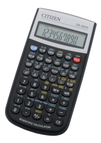 KALKULATOR NAUKOWY CITIZEN SR-260N, 10-CYFROWY, 154X80MM, ETUI, CZARNY - 1143518