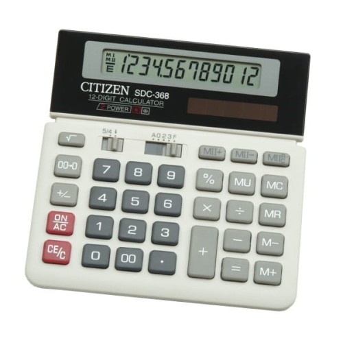 CITIZEN KALKULATOR BIUROWY SDC-368, 12-CYFROWY, 152X152MM, CZARNO-BIAŁY - 1143504