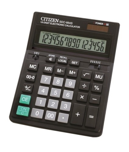 CITIZEN KALKULATOR BIUROWY SDC-664S, 16-CYFROWY, 199X153MM, CZARNY - 1143509